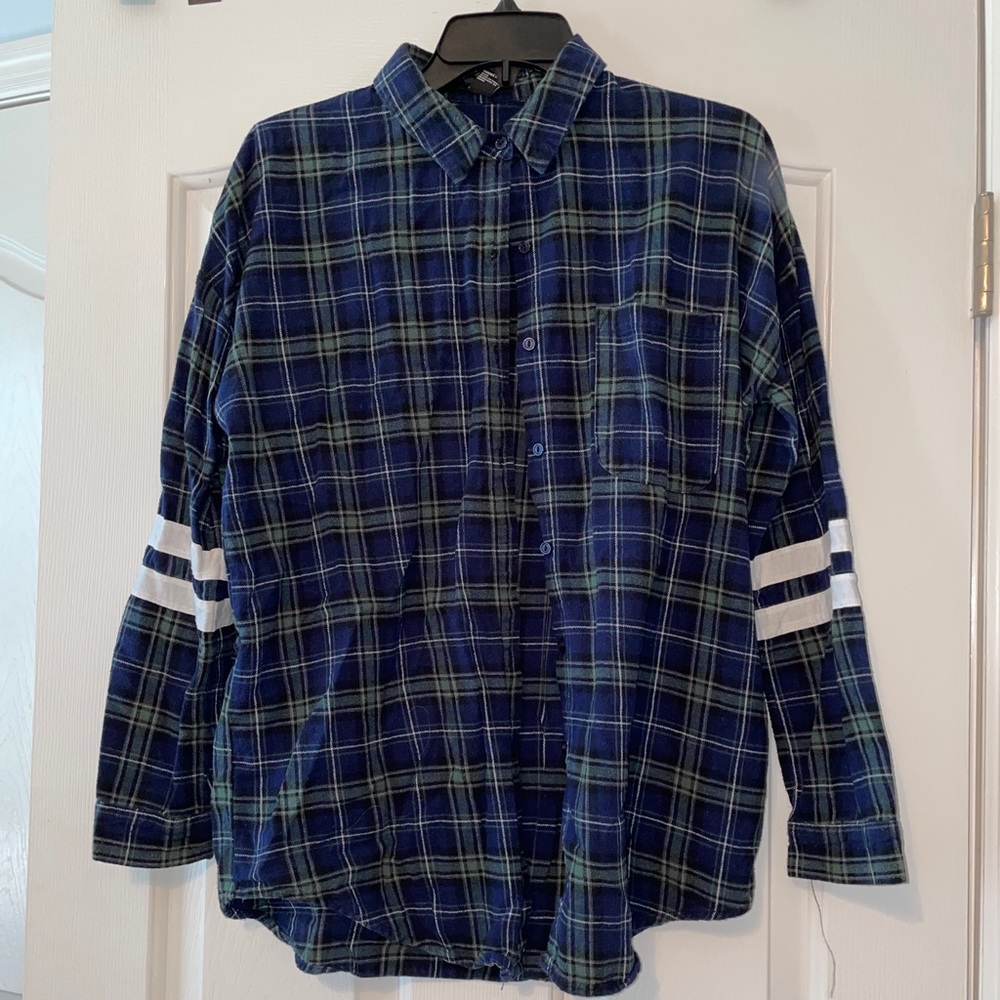 Blue and Green Flannel top